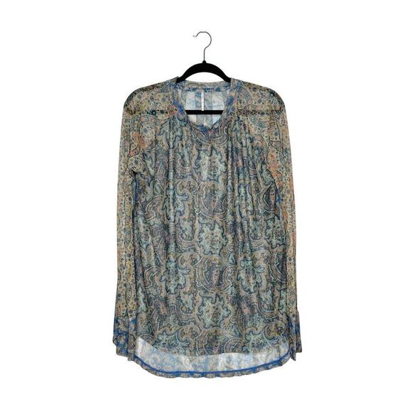 Free People Paisley Long Sleeve Sheer Top Women's Size Small - Picture 1 of 4